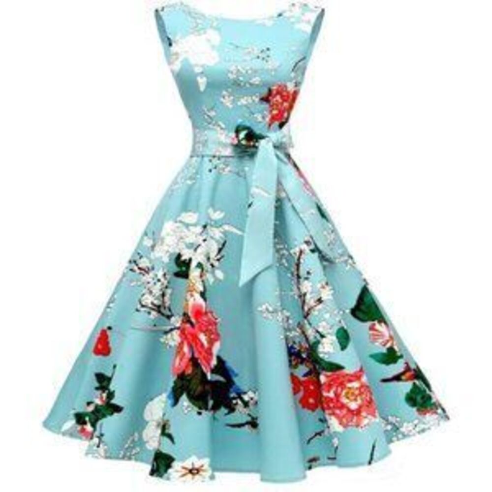 Women's Boatneck Sleeveless Swing Vintage 1950s Cocktail Dress